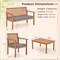 Costway 4 PCS Patio Wood Furniture Set with Loveseat, 2 Chairs & Coffee Table for Porch White/Grey/Navy